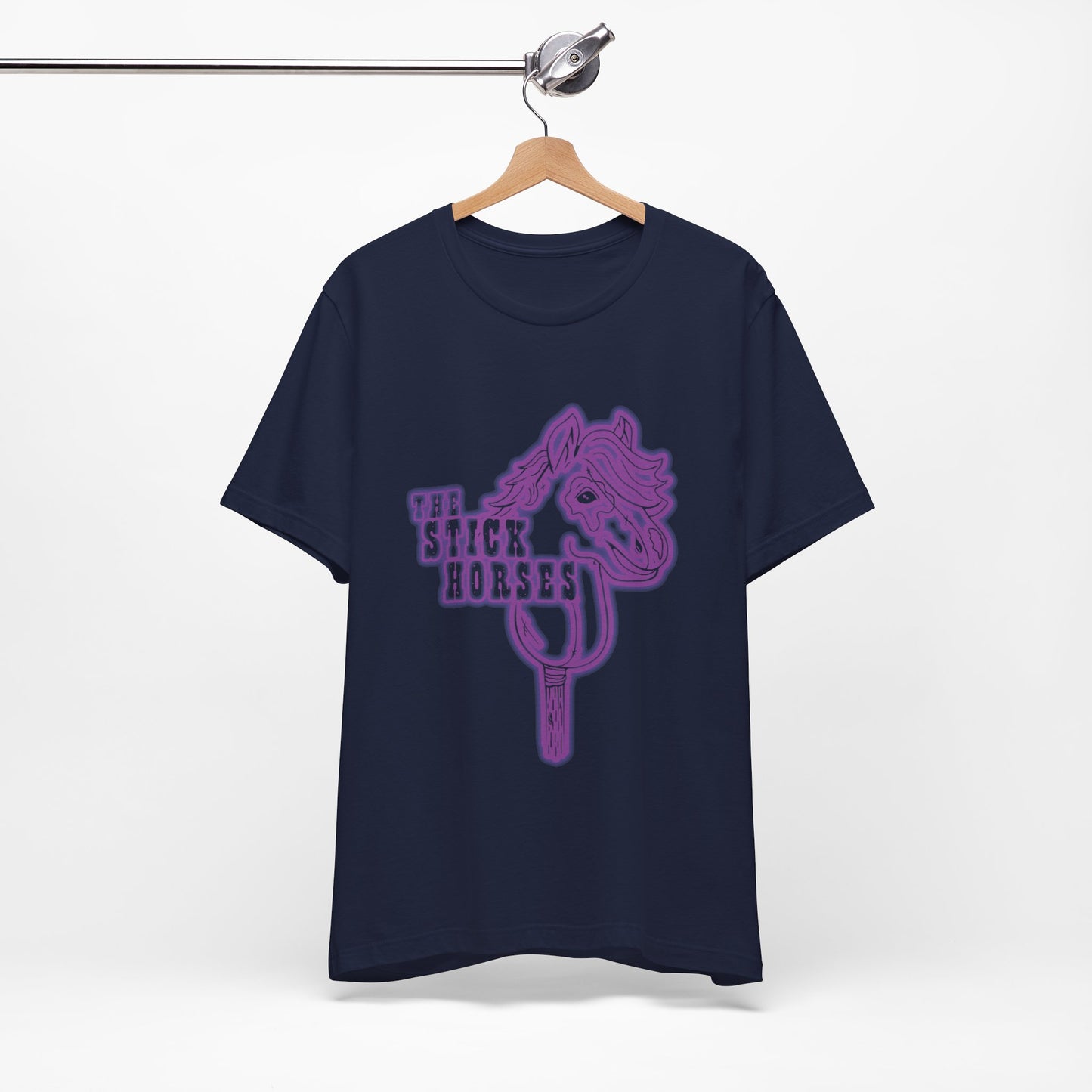 Purple Stick Horse T-Shirt, Peak Improv Theater. Bella + Canvas Brand.