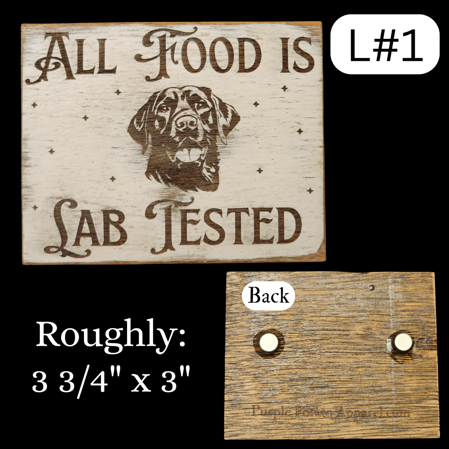 Magnets "All Food is Lab Tested". Different Sizes. Rustic, Farmhouse style.