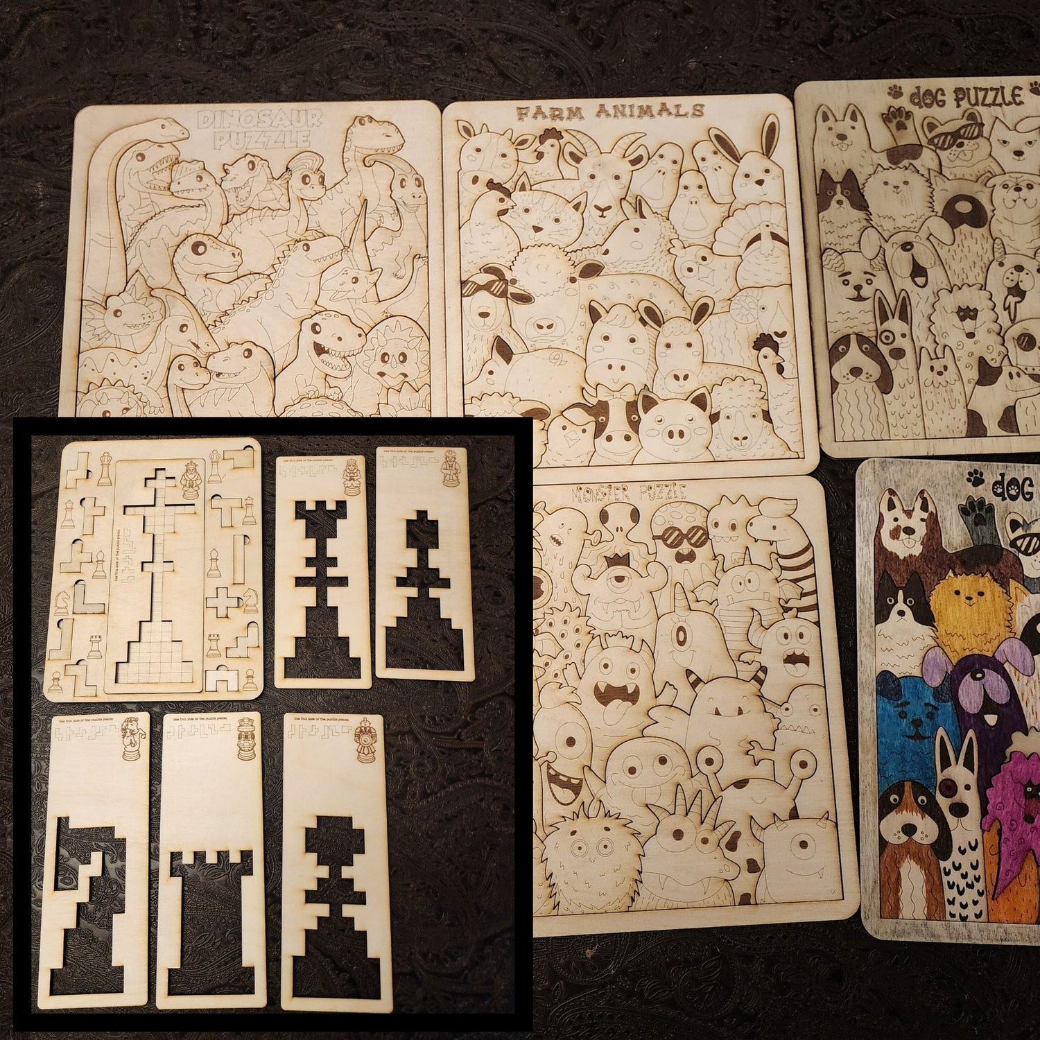 Wood Puzzles. Animals, Pixels.