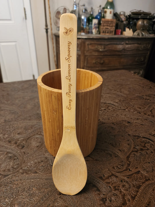 "Easy Peasy Lemon Spueezy" Bamboo Wooden Cooking Utensils. Kitchen