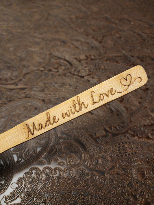 "Made with Love" Bamboo Wooden Cooking Utensils. Kitchen