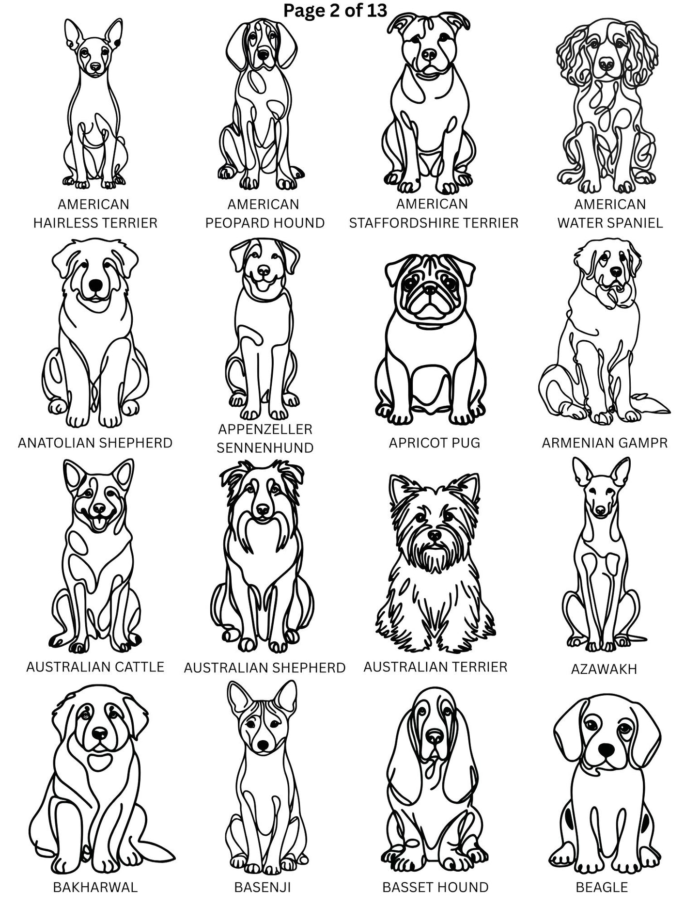 Dog Breed Line Art Keychain / Charm / Clip.