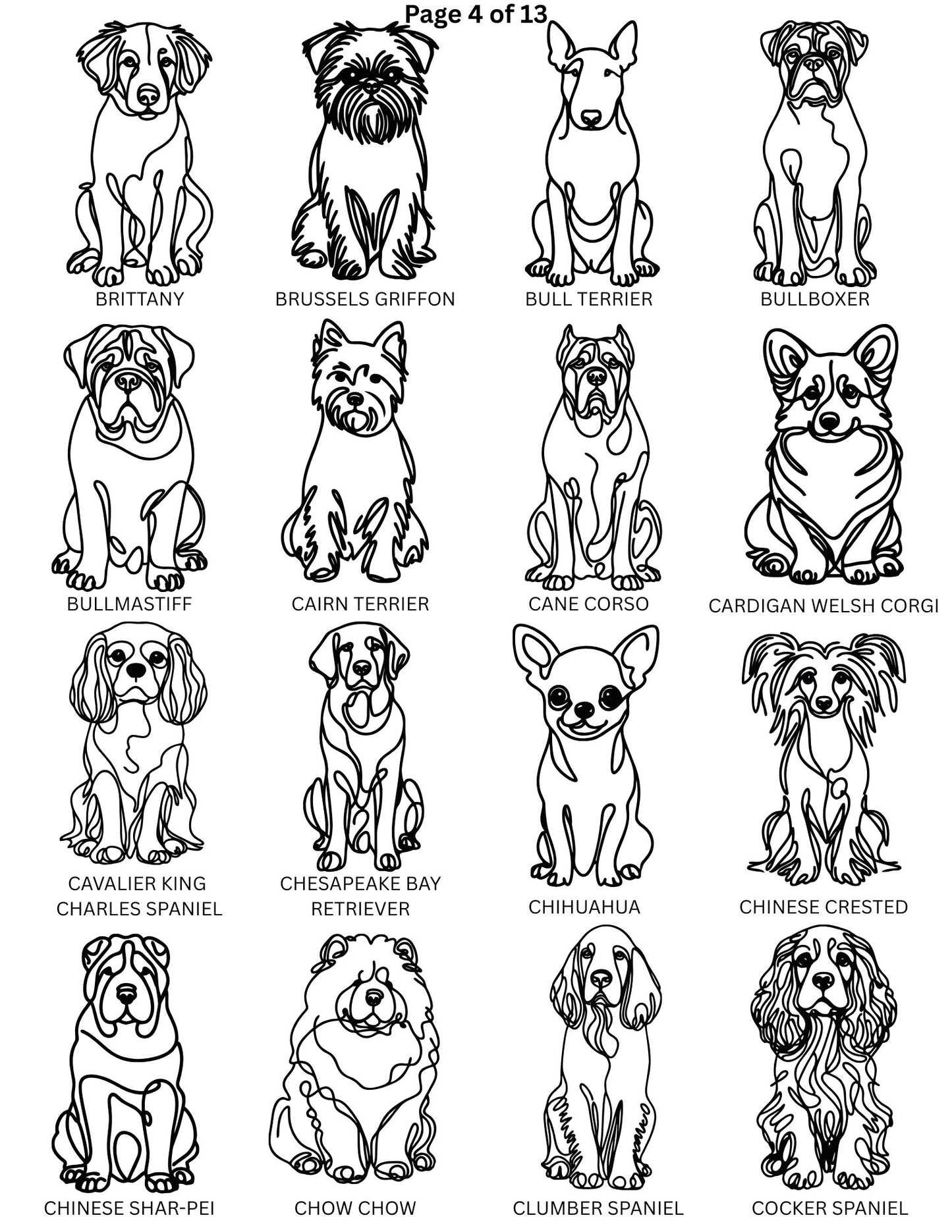 Dog Breed Line Art Keychain / Charm / Clip.
