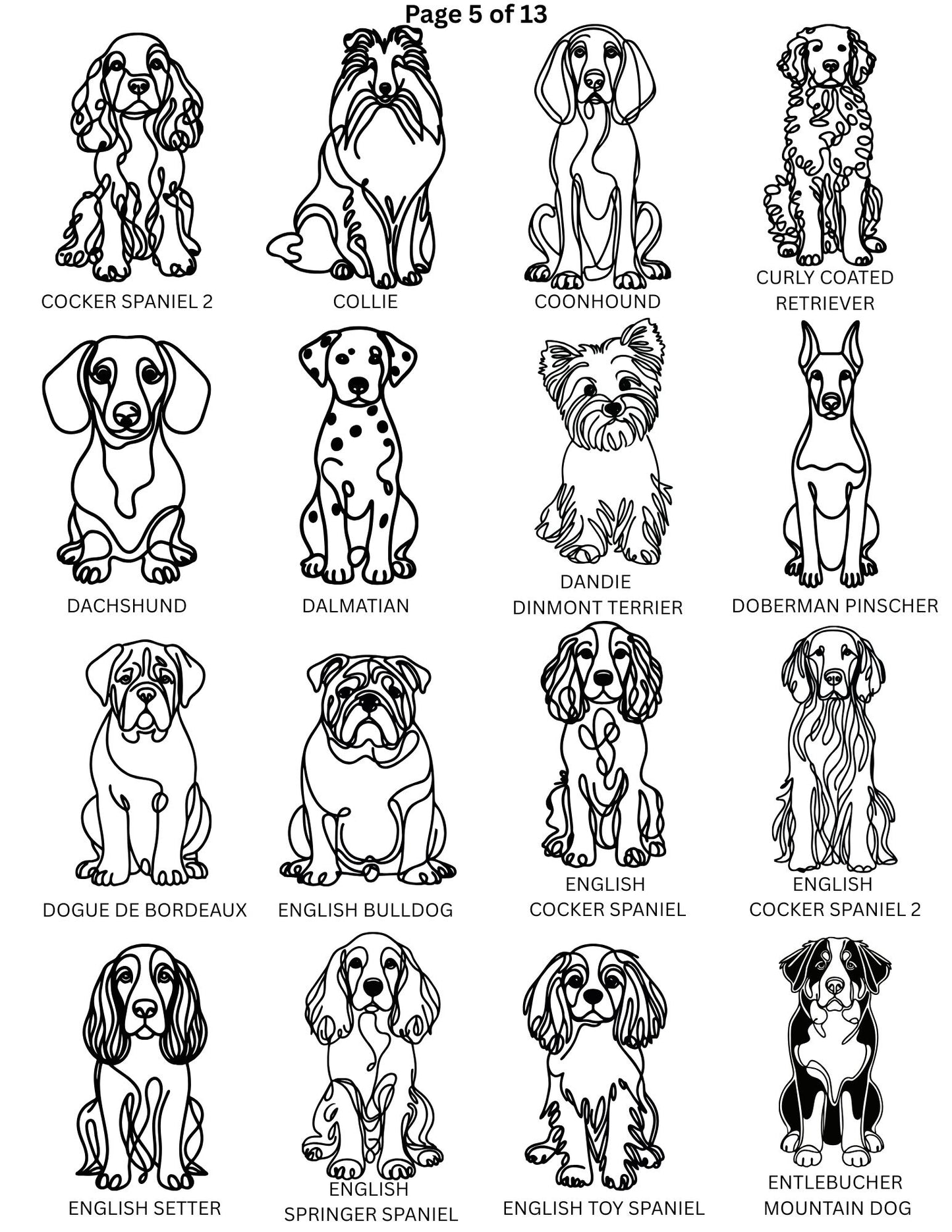 Dog Breed Line Art Keychain / Charm / Clip.