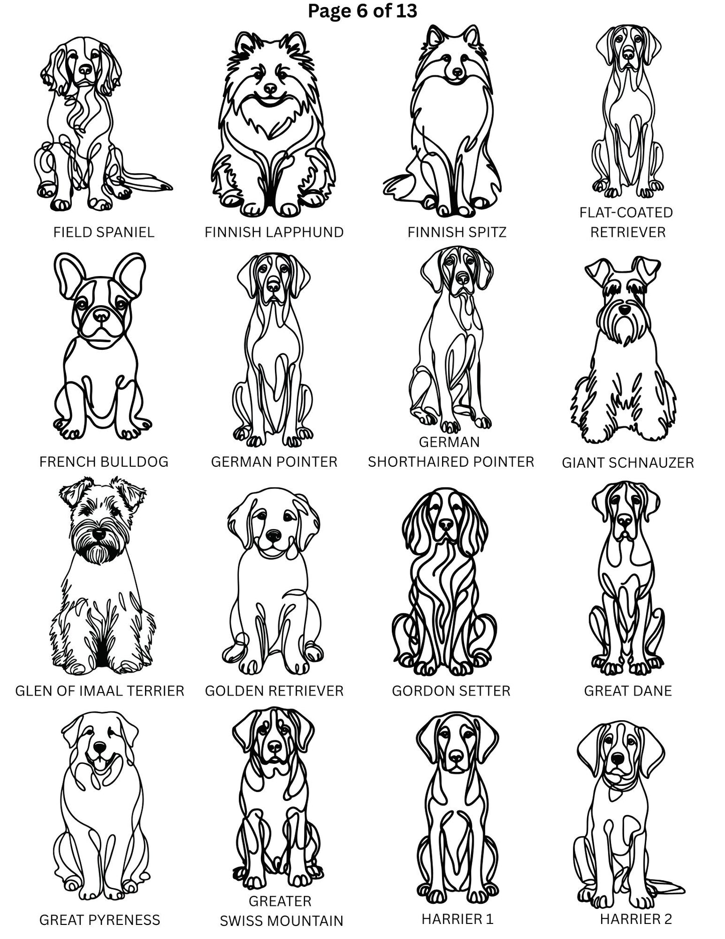 Dog Breed Line Art Keychain / Charm / Clip.