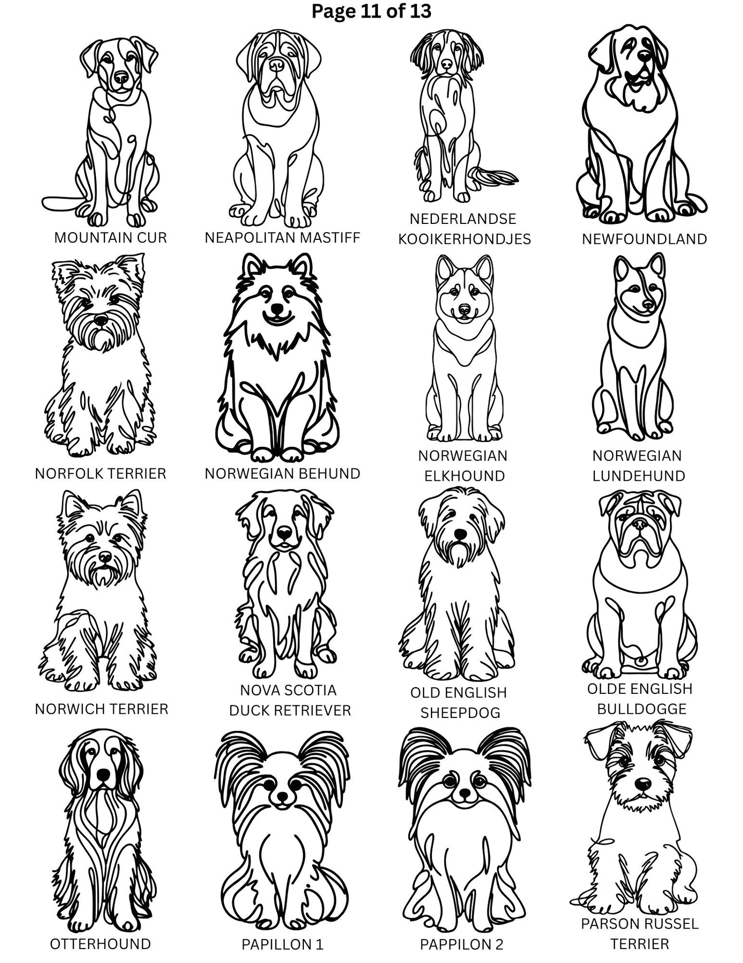Dog Breed Line Art Keychain / Charm / Clip.