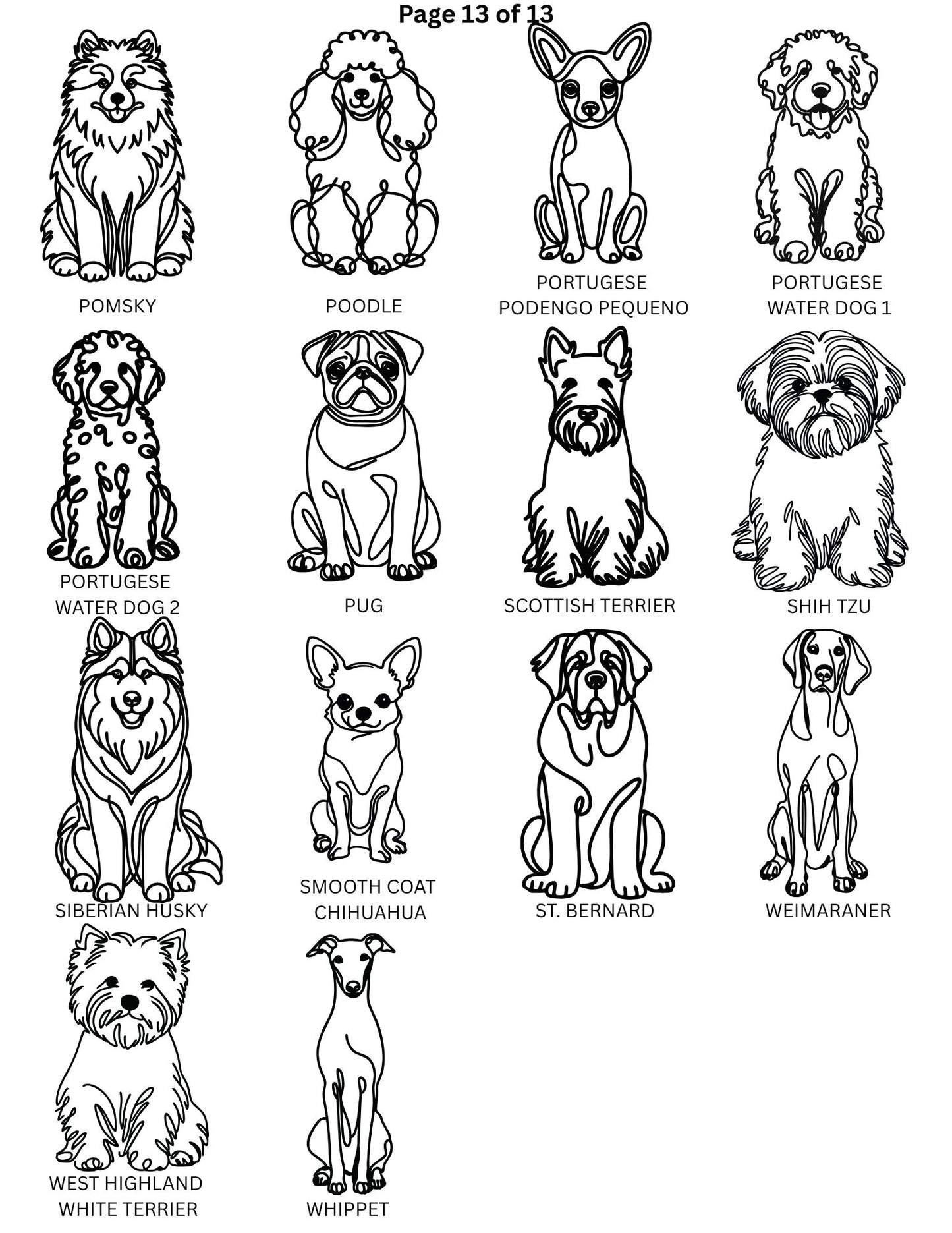 Dog Breed Line Art Keychain / Charm / Clip.