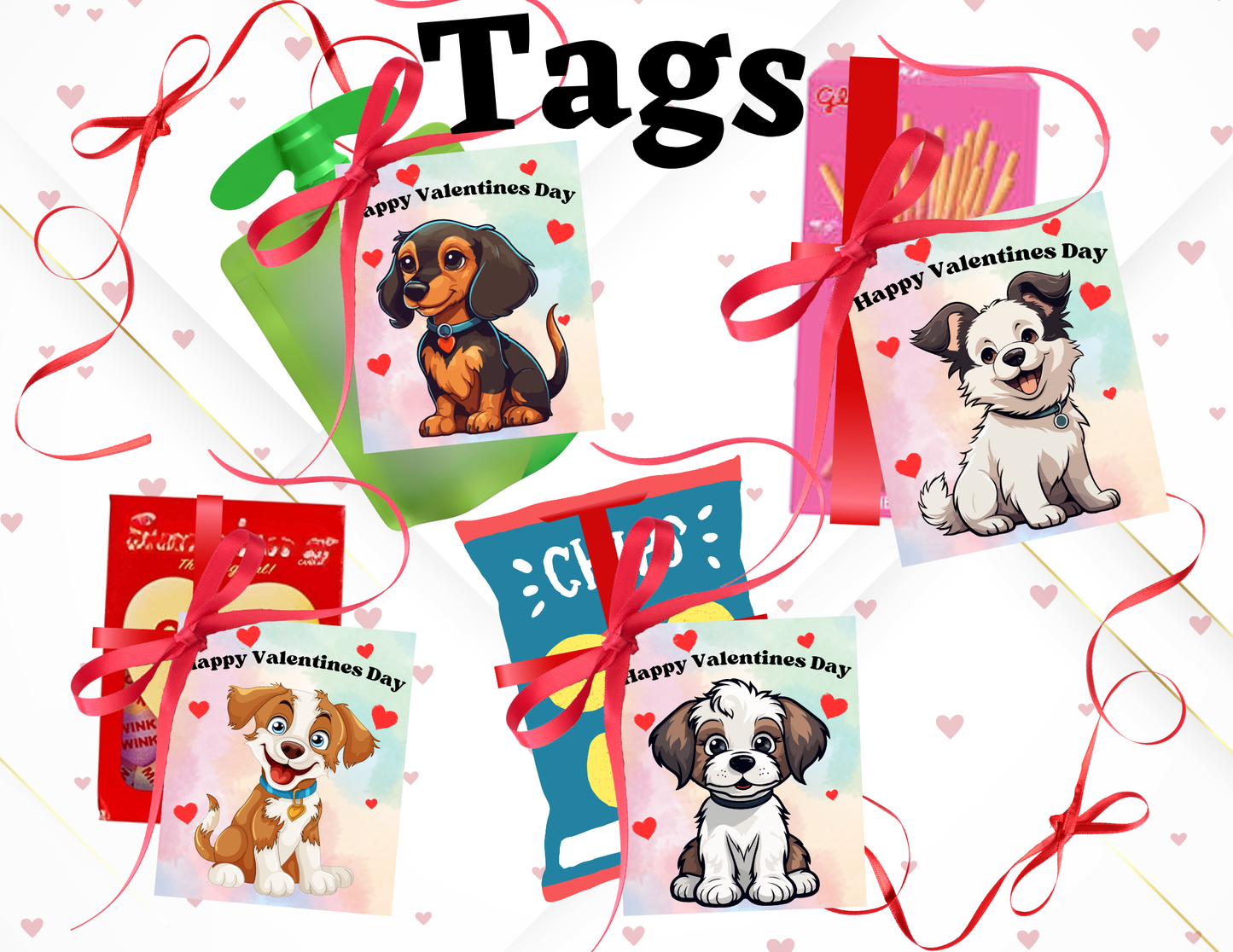 Kid Valentines (Dogs). Instant Digital Download, Printable.