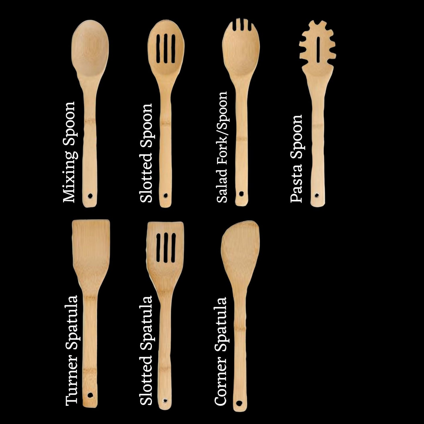 "Kiss the Cook" Bamboo Wooden Cooking Utensils. Kitchen